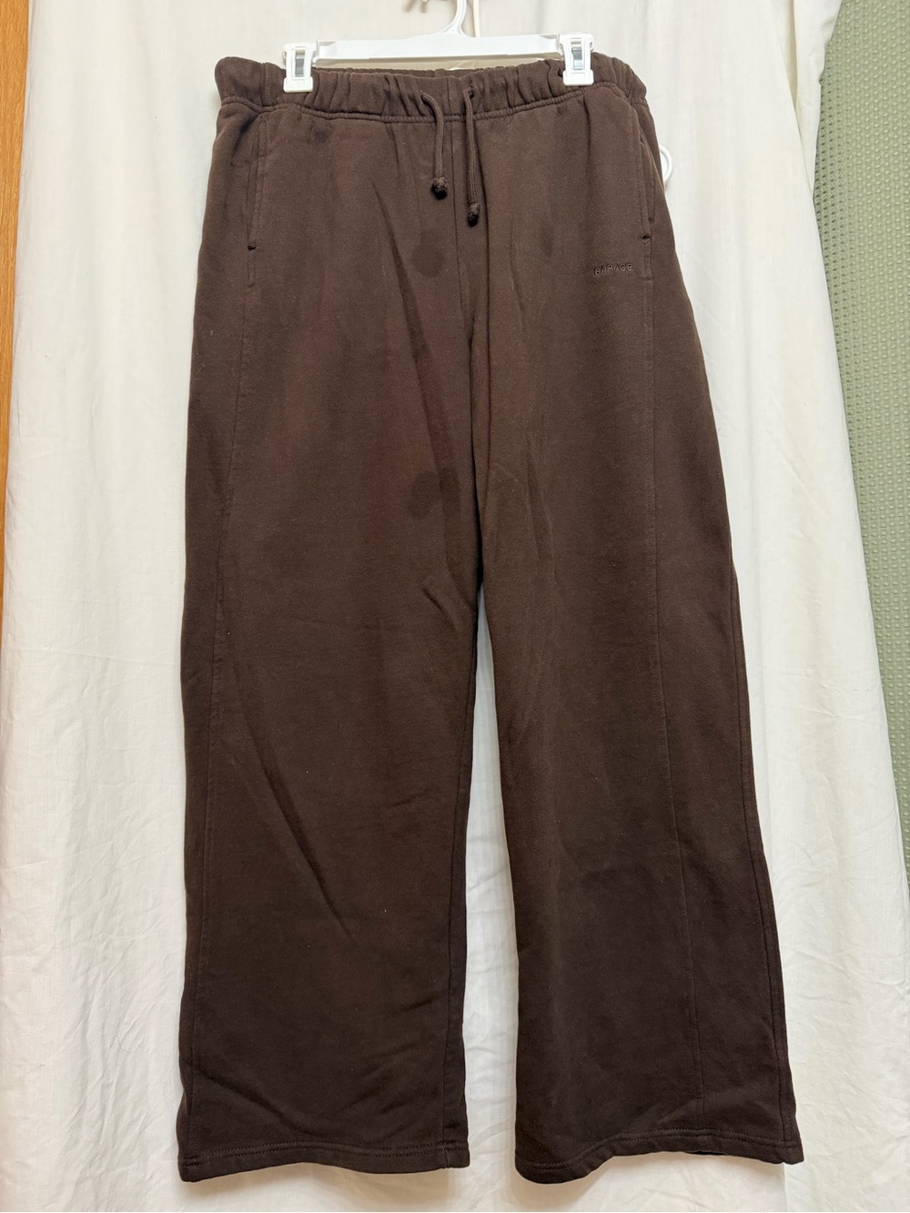 Garage Brown Elastic Waist Drawstring Sweatpants
